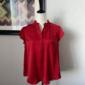 alex + lili Dark Orange Silk Charmeuse Top L